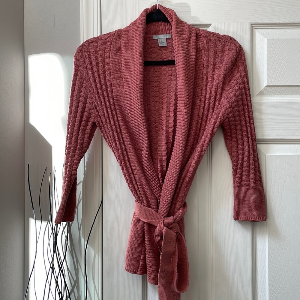 H&M Tie-Front Pink Sweater/Cardigan